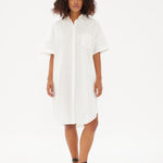 Chiara Short Sleeve Shirt Dress - White - Dresses
