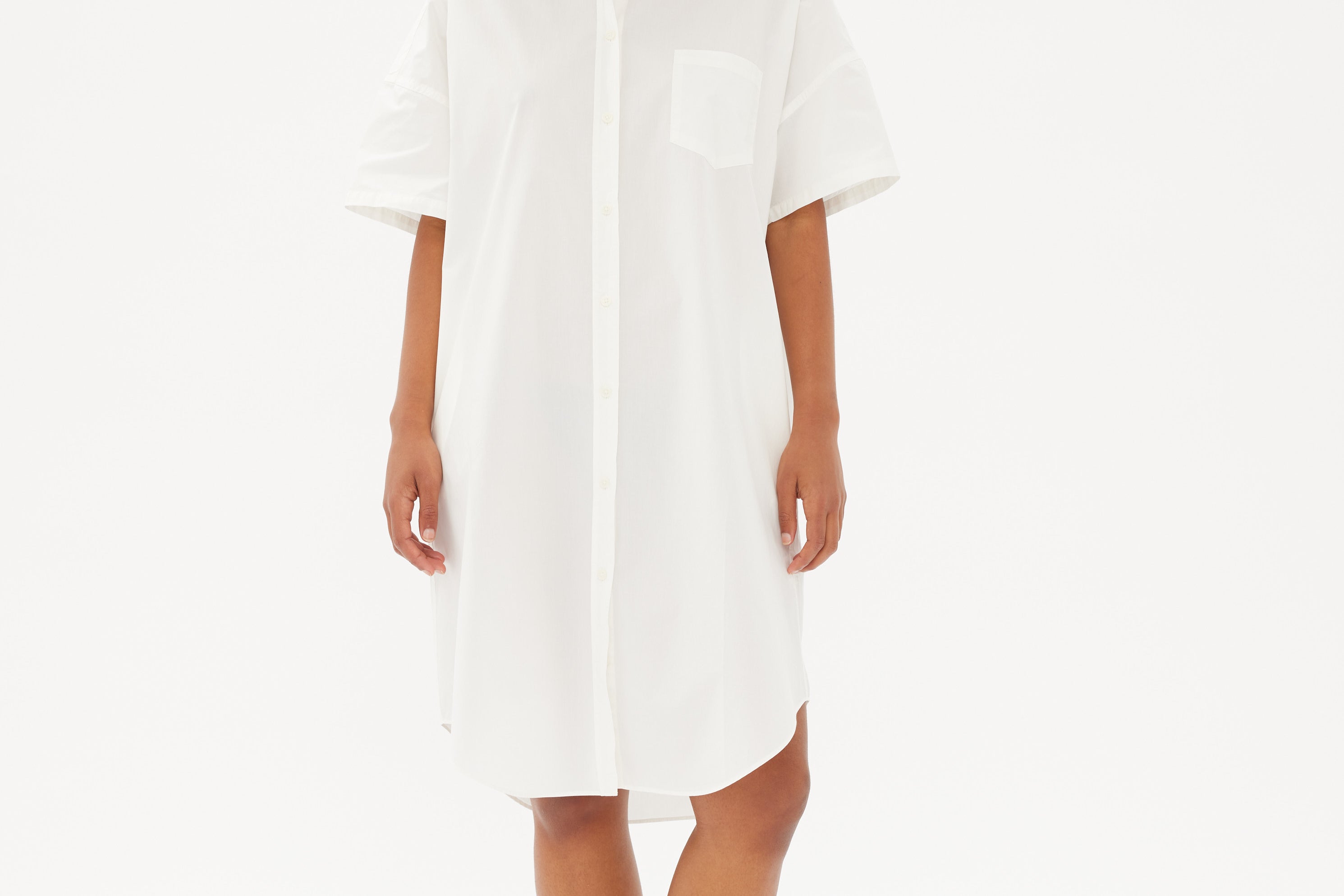 Chiara Short Sleeve Shirt Dress - White - Dresses