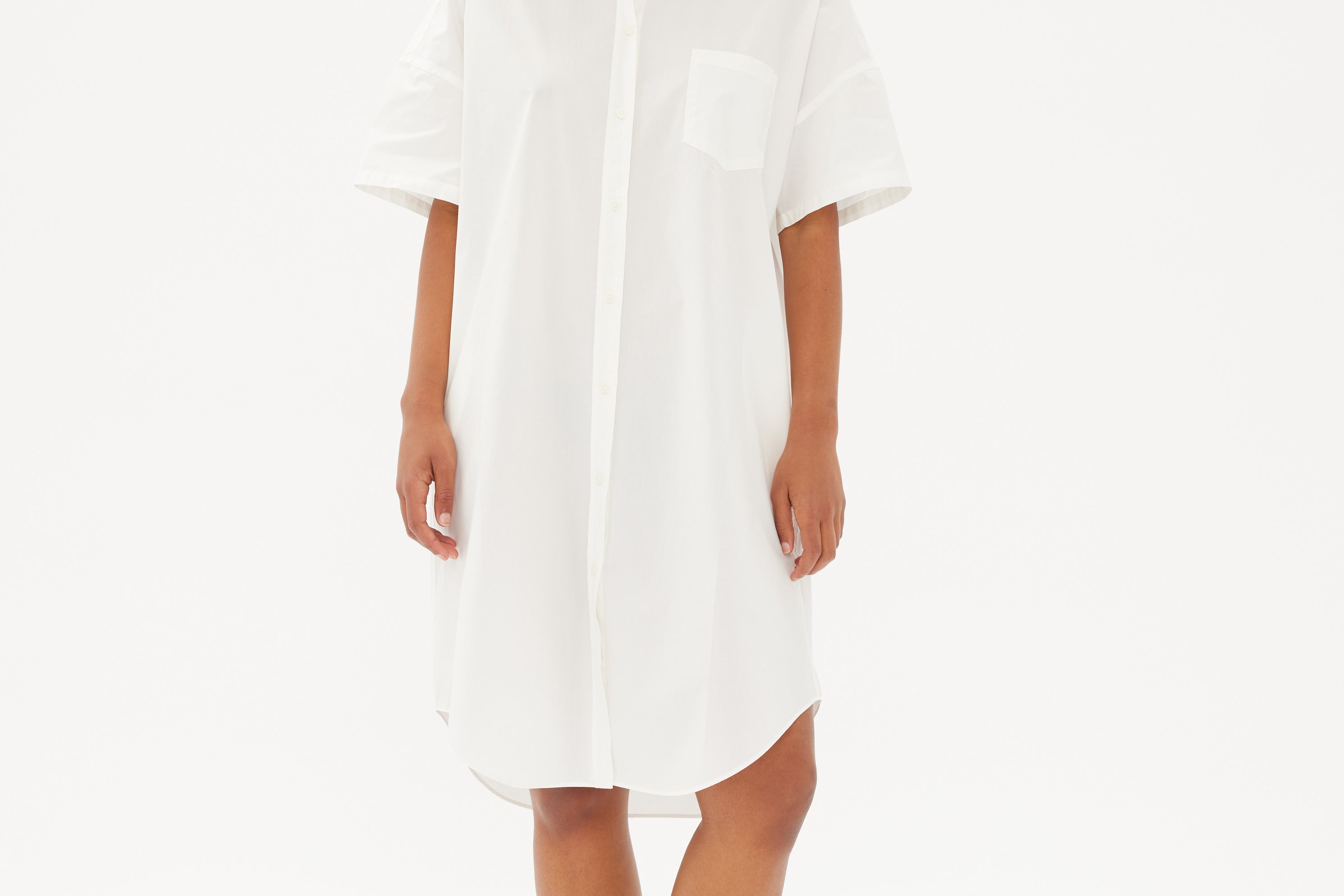 Chiara Short Sleeve Shirt Dress - White - Dresses