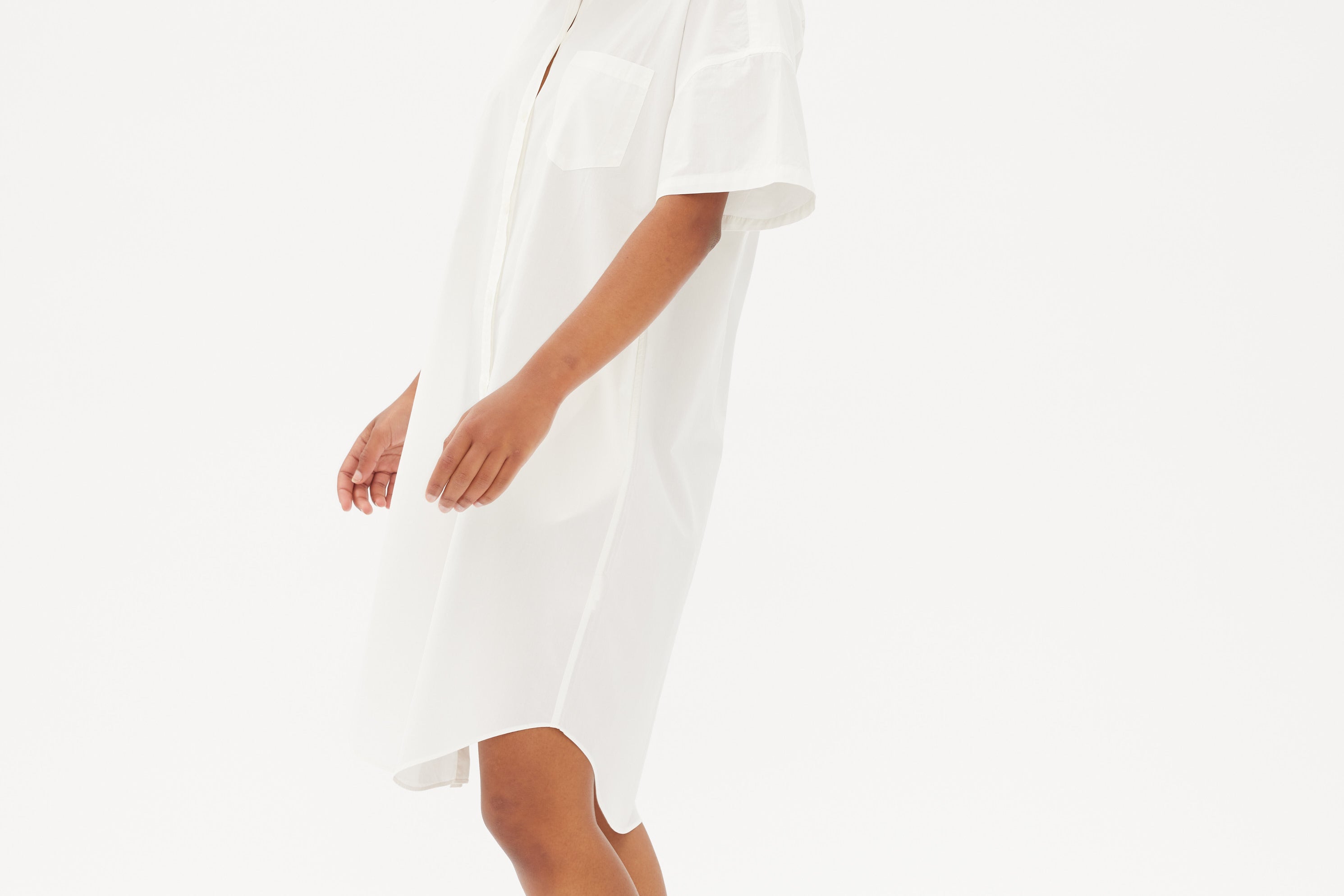 Chiara Short Sleeve Shirt Dress - White - Dresses
