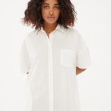 Chiara Short Sleeve Shirt Dress - White - Dresses