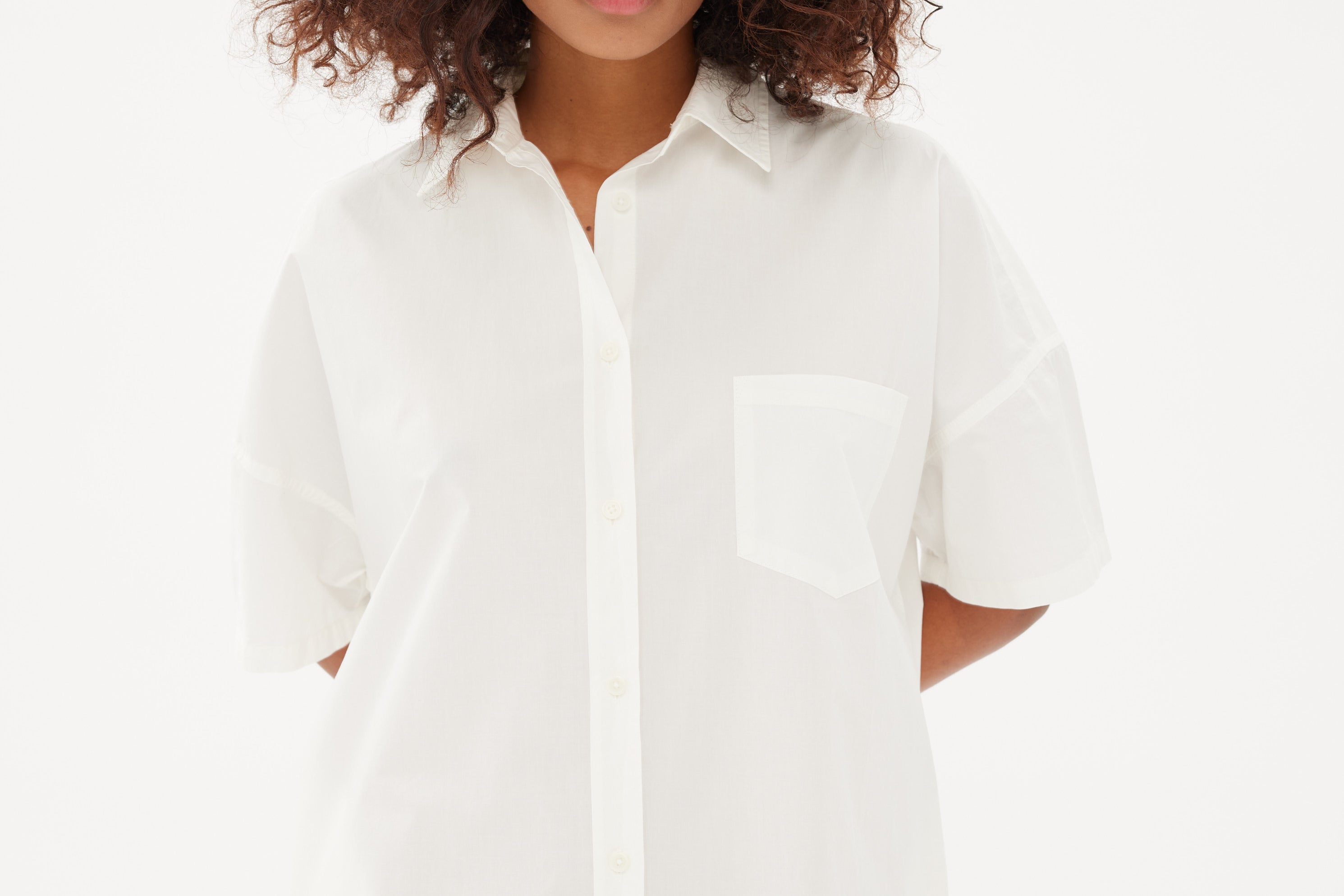 Chiara Short Sleeve Shirt Dress - White - Dresses
