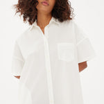 Chiara Short Sleeve Shirt Dress - White - Dresses