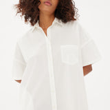 Chiara Short Sleeve Shirt Dress - White - Dresses