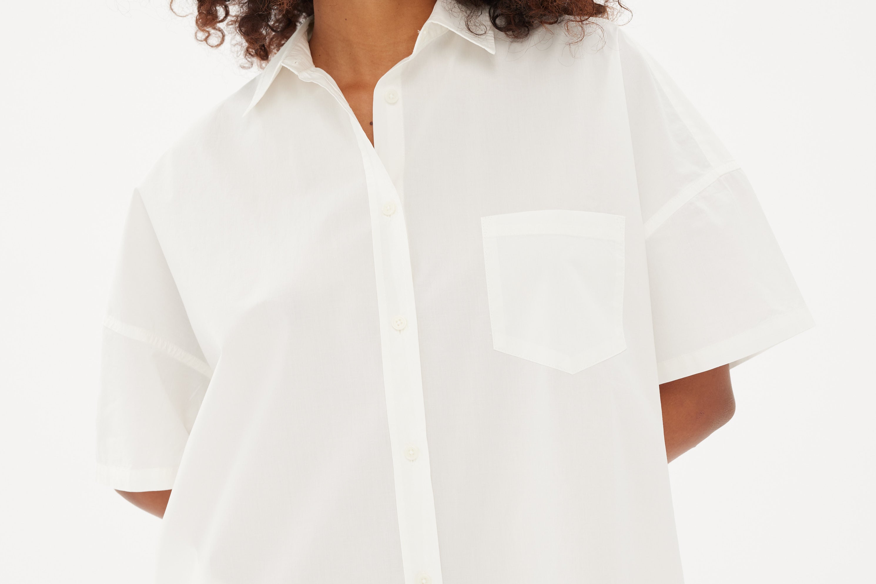 Chiara Short Sleeve Shirt Dress - White - Dresses
