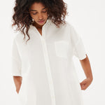 Chiara Short Sleeve Shirt Dress - White - Dresses