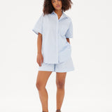 Chiara Short Sleeve Shirt - Powder Blue/White - Apparel