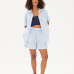 Chiara Short Sleeve Shirt - Powder Blue/White - Apparel