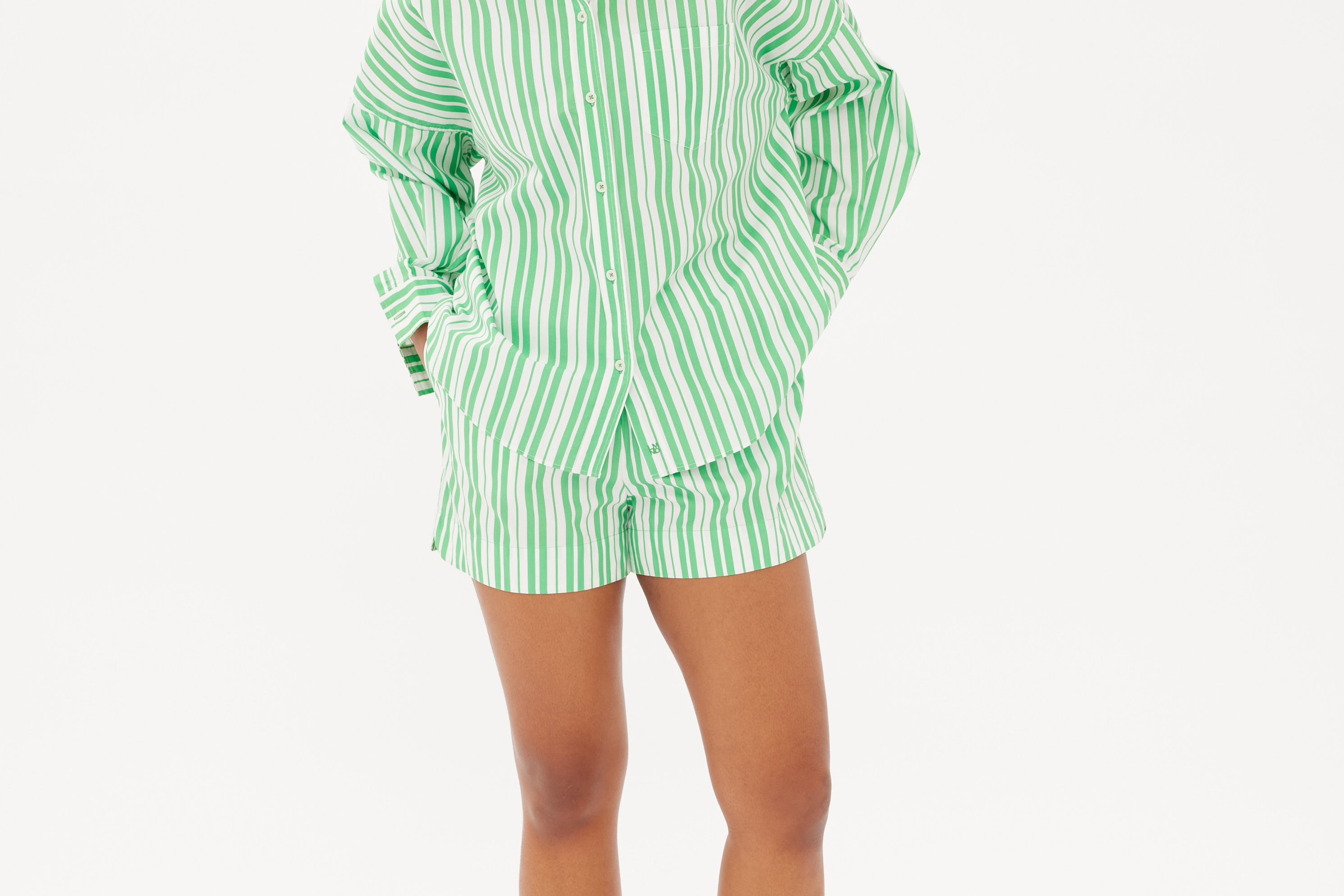 Chiara Classic Shirt - Striped Verde/White