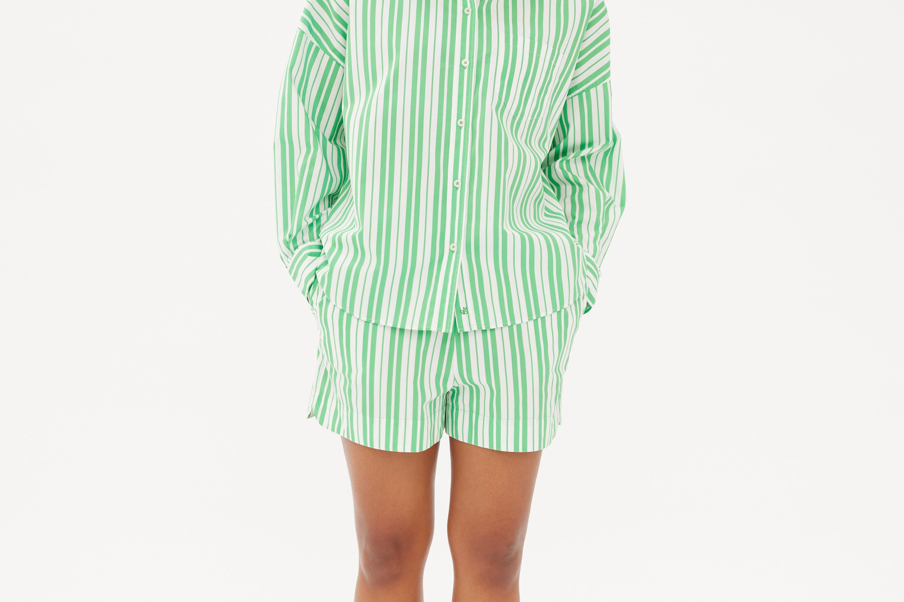 Chiara Classic Shirt - Striped Verde/White