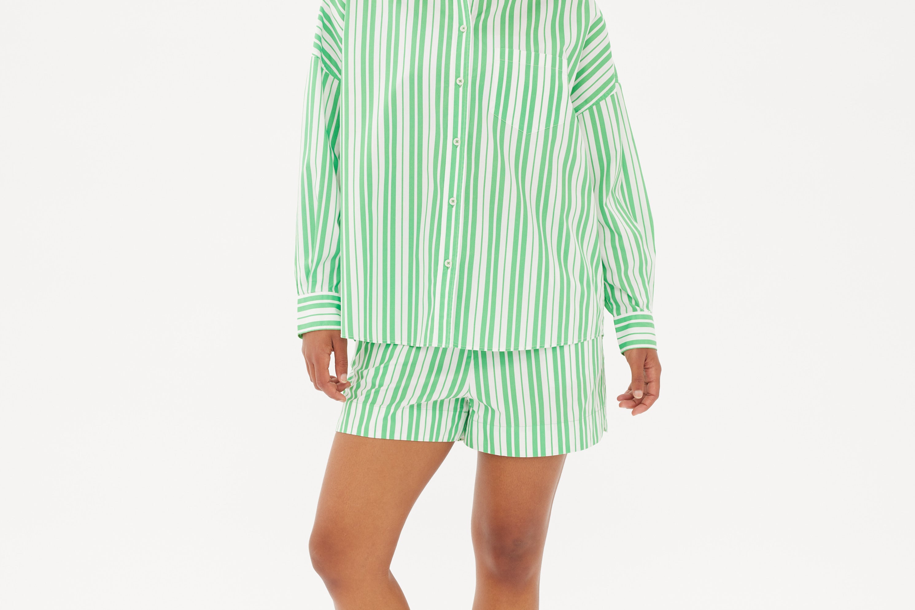 Chiara Classic Shirt - Striped Verde/White