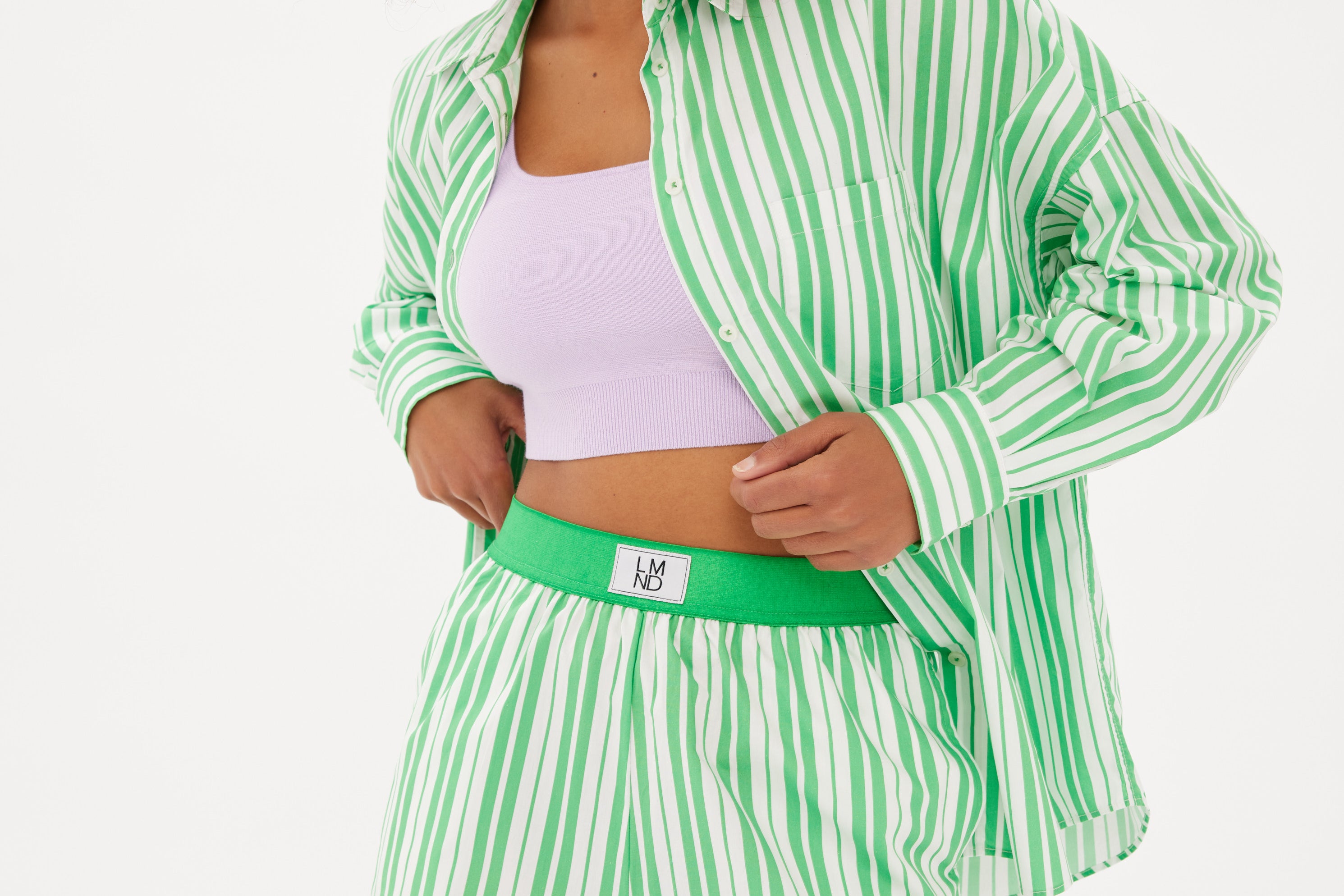 Chiara Classic Shirt - Striped Verde/White
