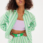Chiara Boxer Shorts - Striped Verde/White - Apparel
