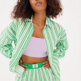 Chiara Classic Shirt - Striped Verde/White