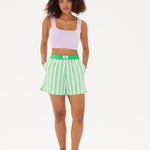 Chiara Boxer Shorts - Striped Verde/White - Apparel