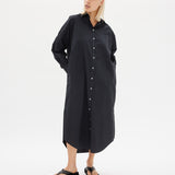 Chiara Shirt Dress Maxi - Black - Apparel
