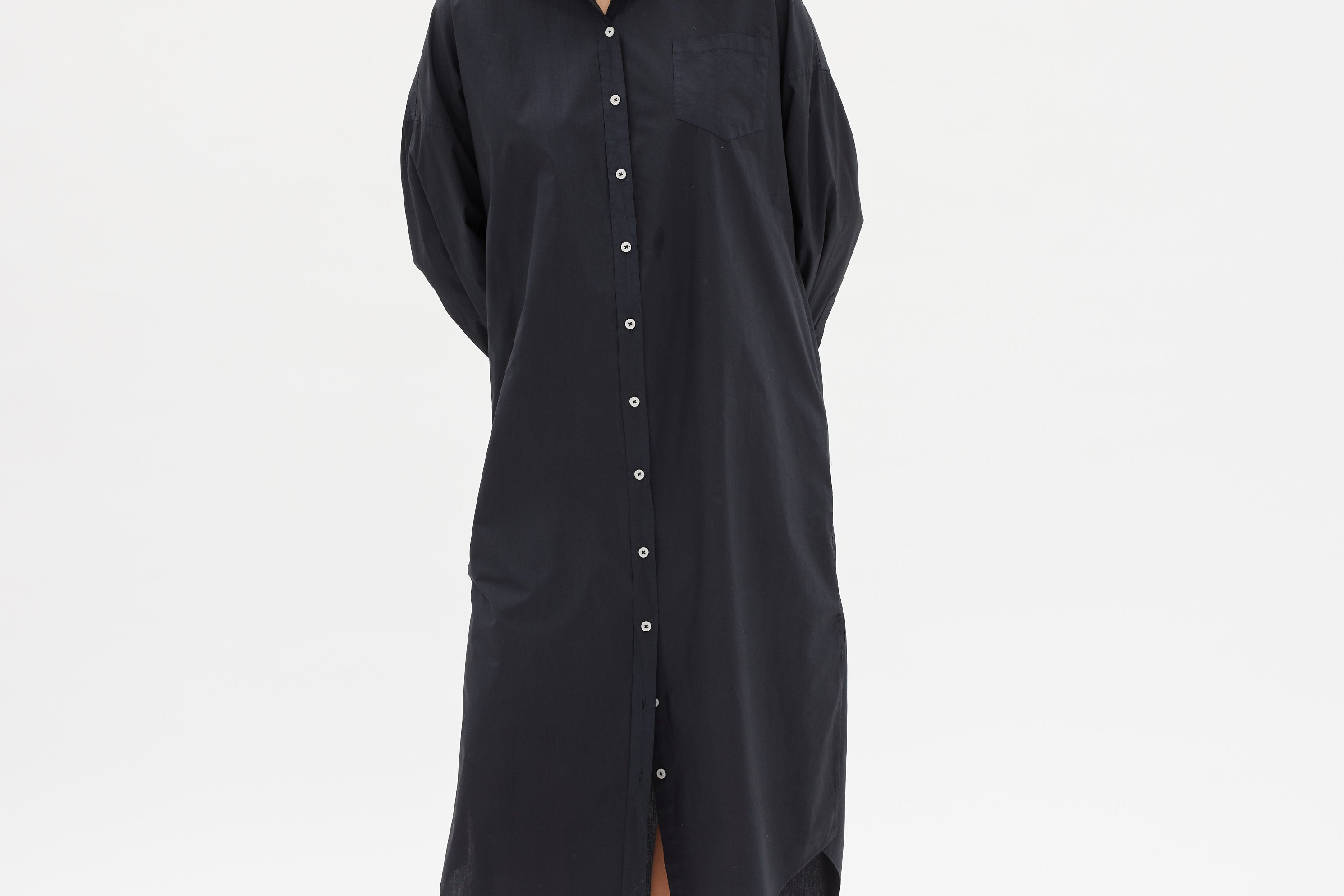 Chiara Shirt Dress Maxi - Black - Apparel