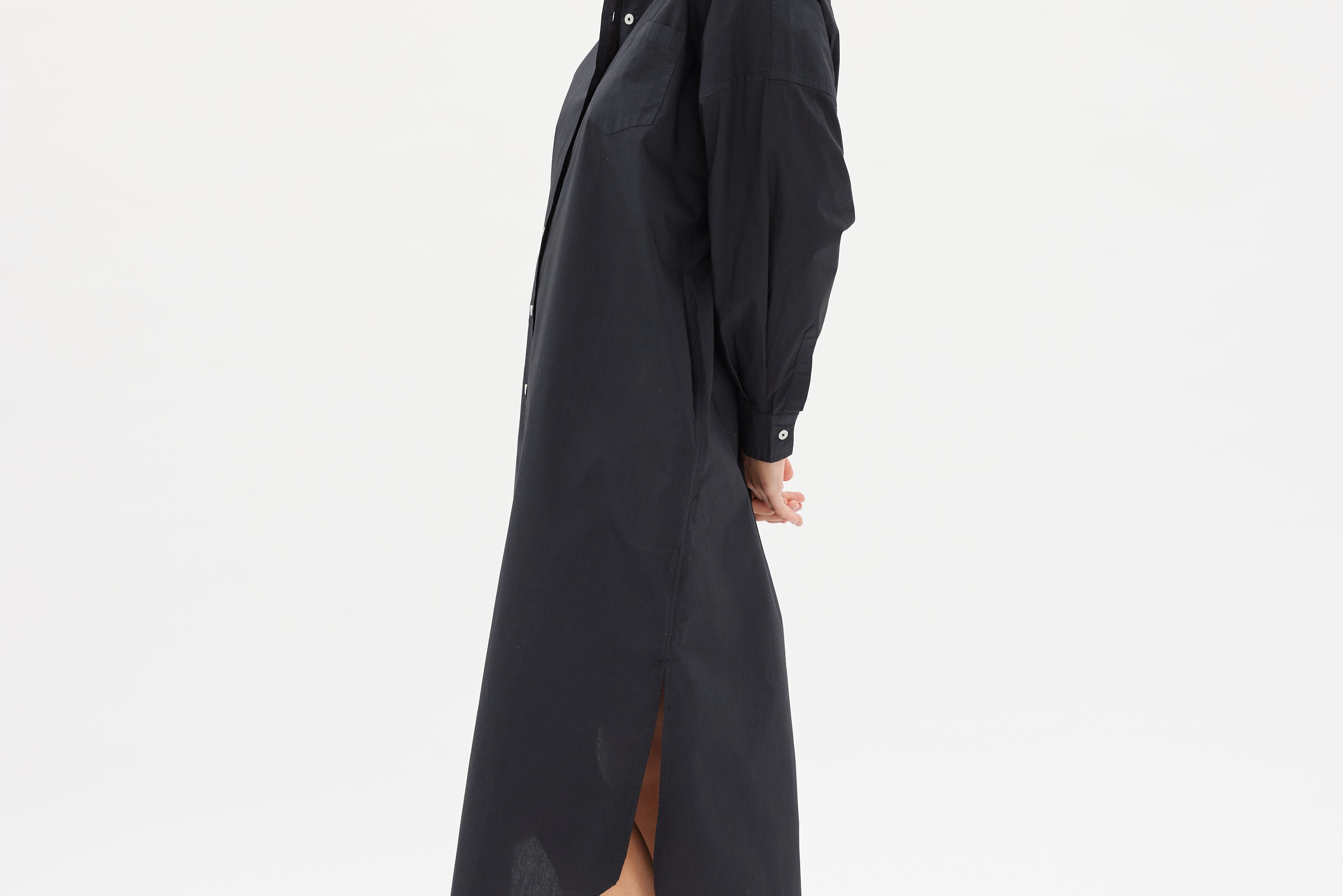 Chiara Shirt Dress Maxi - Black - Apparel
