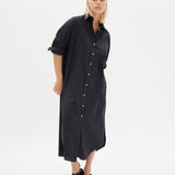 Chiara Shirt Dress Maxi - Black - Apparel
