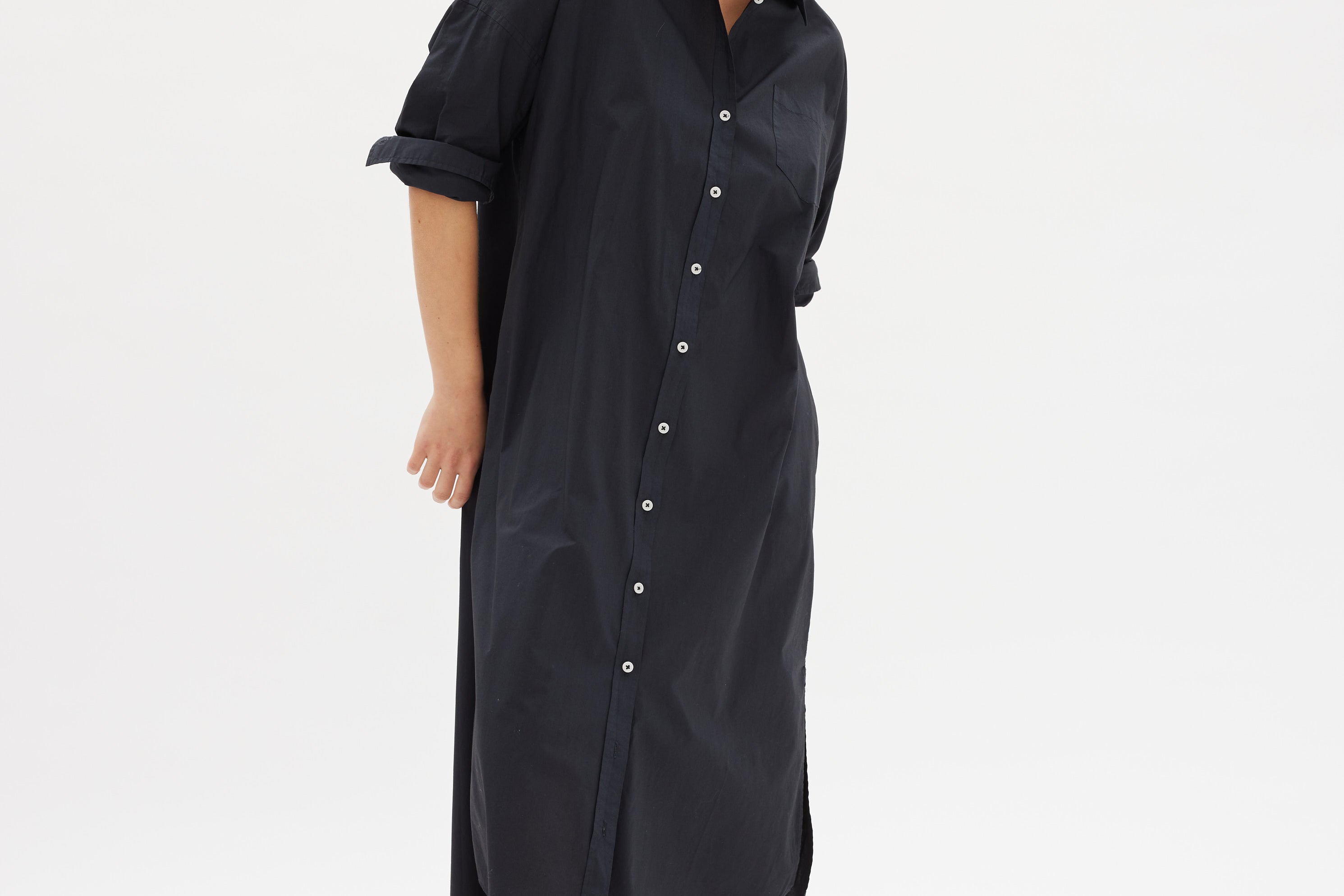 Chiara Shirt Dress Maxi - Black - Apparel