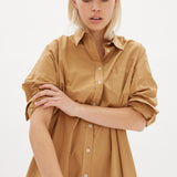 Chiara Shirt Dress Maxi - Toffee - Apparel