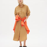 Chiara Shirt Dress Maxi - Toffee - Apparel