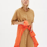 Chiara Shirt Dress Maxi - Toffee - Apparel