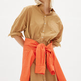Chiara Shirt Dress Maxi - Toffee - Apparel