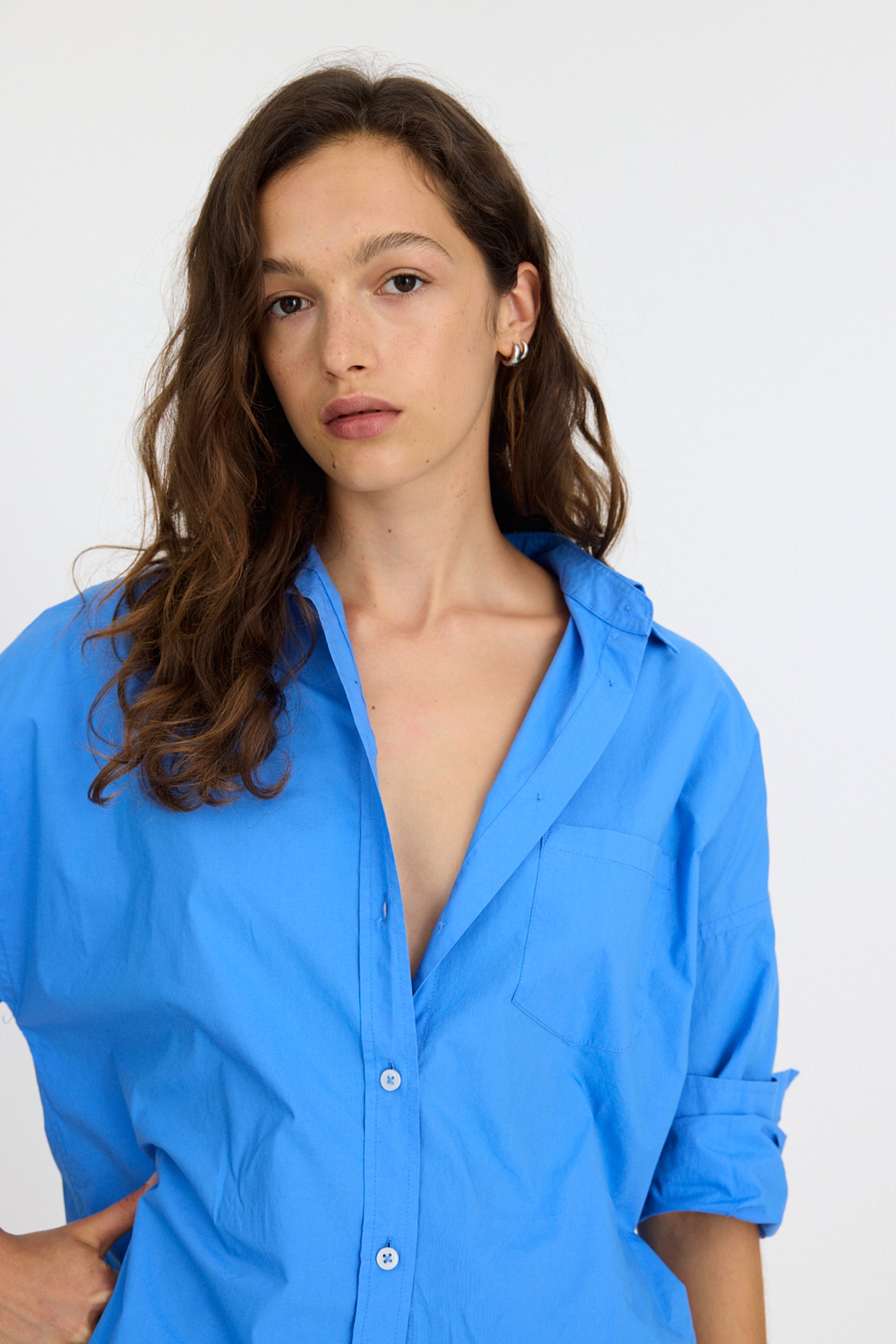 Ink Blue Cotton Long Sleeve Shirt - Classic Chiara Collection | LMND