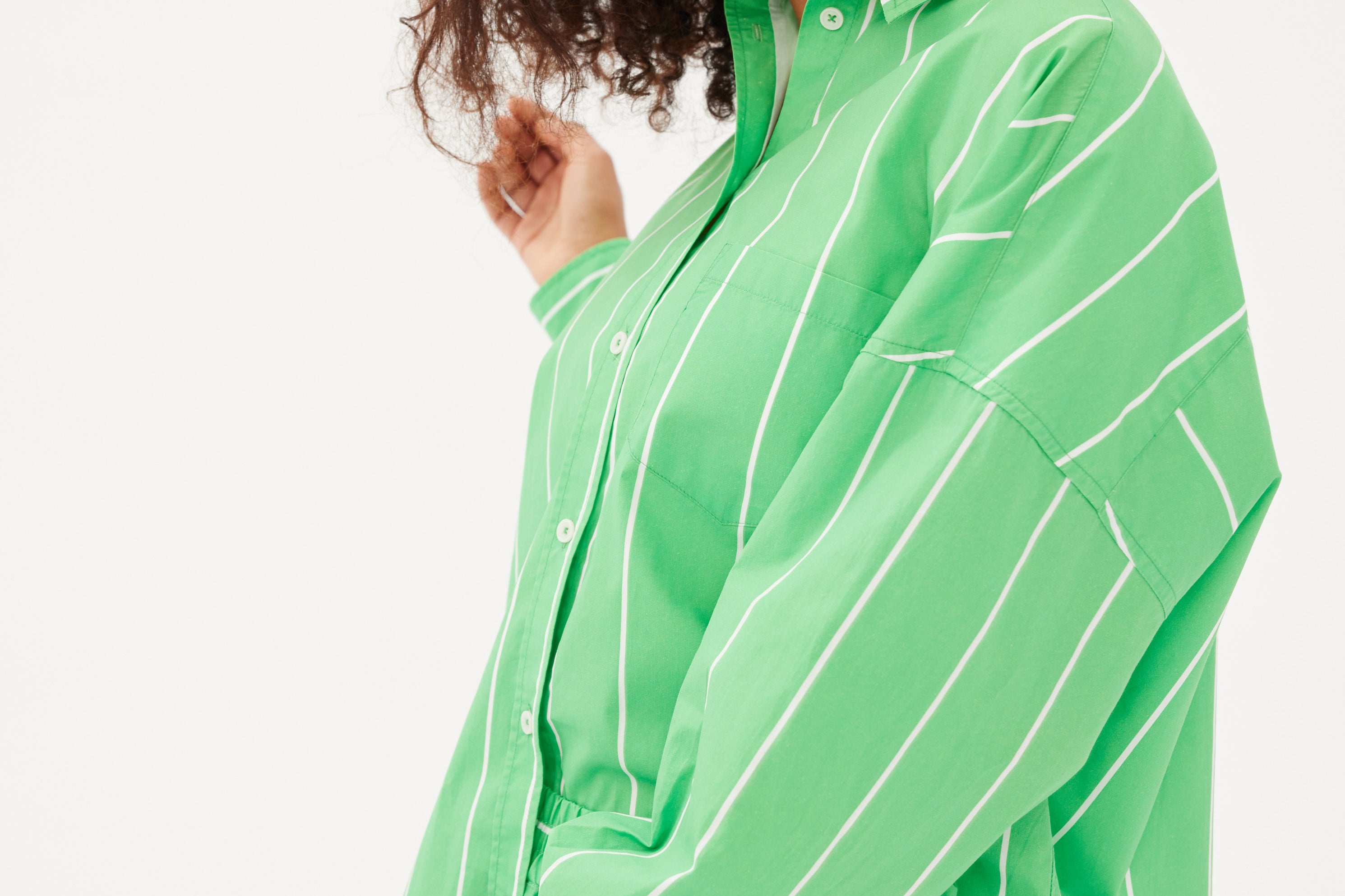 Chiara Shirt - Wide Stripe Verde/White