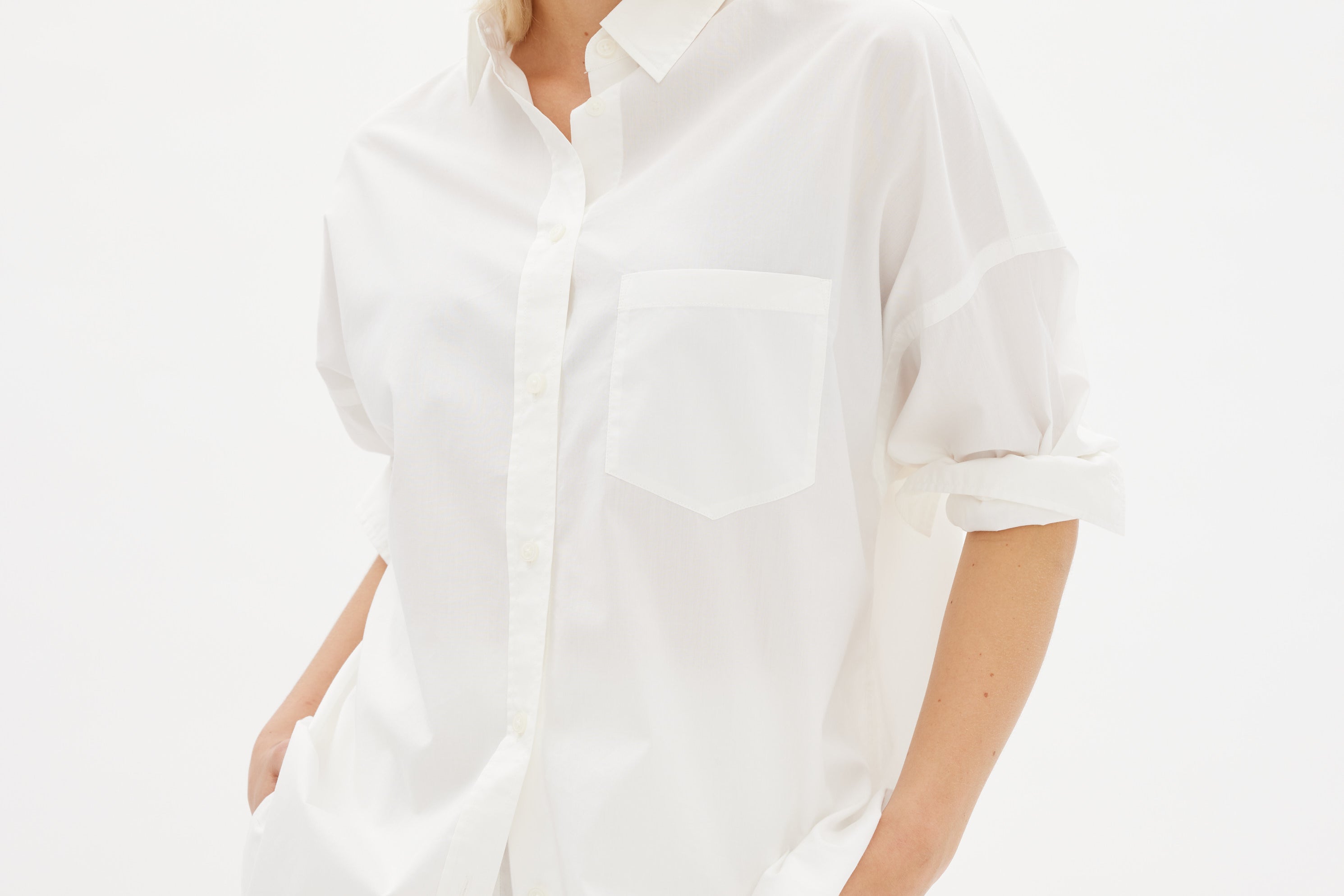 White cotton Chiara button-up shirt - classic relaxed fit