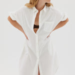 The Chiara Shirt Dress - White - Apparel