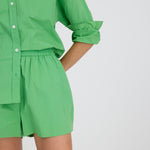 Light verde cotton Chiara button-up shirt and matching shorts with relaxed fit