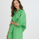 Light verde cotton Chiara button-up shirt with relaxed fit