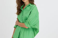 Light verde cotton Chiara button-up shirt with relaxed fit
