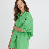 Light verde cotton Chiara button-up shirt with relaxed fit