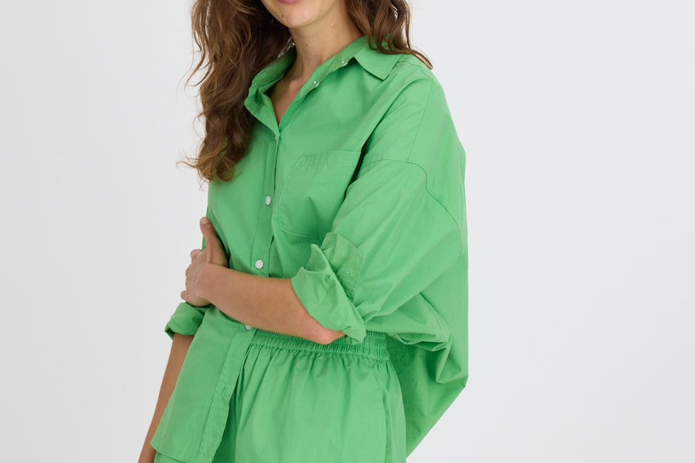 Light verde cotton Chiara button-up shirt with relaxed fit
