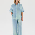 Marala Short Sleeve Shirt - Sage / Teal - Shirts & Tops