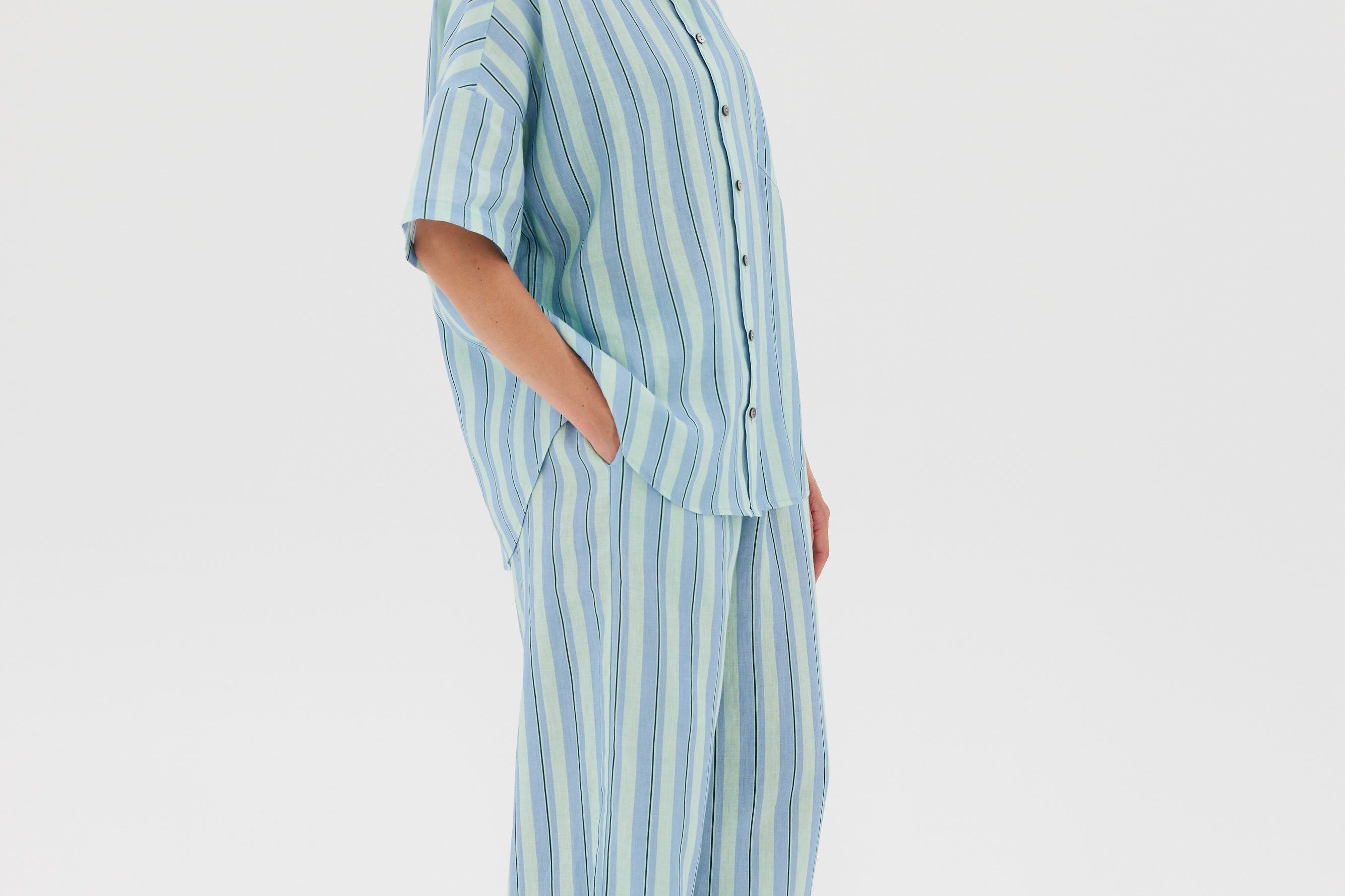 Marala Short Sleeve Shirt - Sage / Teal - Shirts & Tops
