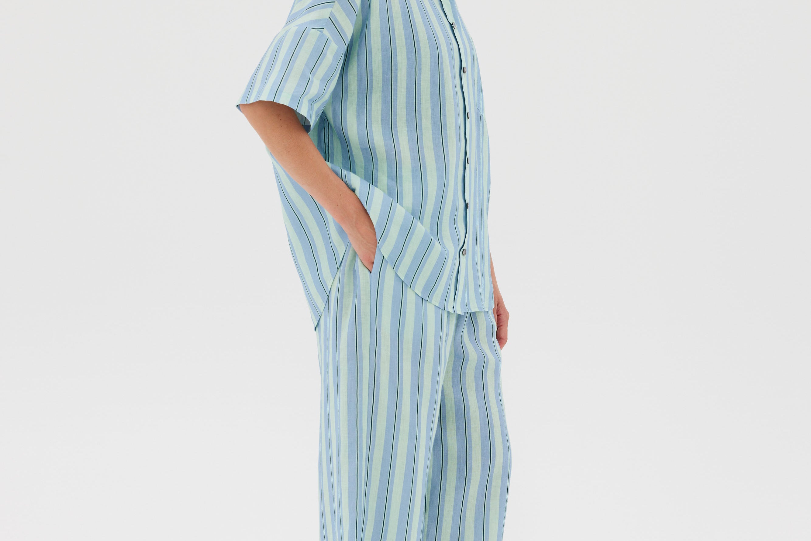 Marala Short Sleeve Shirt - Sage / Teal - Shirts & Tops