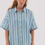 Marala Short Sleeve Shirt - Sage / Teal - Shirts & Tops