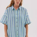 Marala Short Sleeve Shirt - Sage / Teal - Shirts & Tops