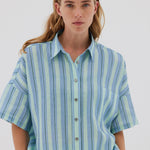 Marala Short Sleeve Shirt - Sage / Teal - Shirts & Tops