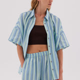 Marala Short Sleeve Shirt - Sage / Teal - Shirts & Tops