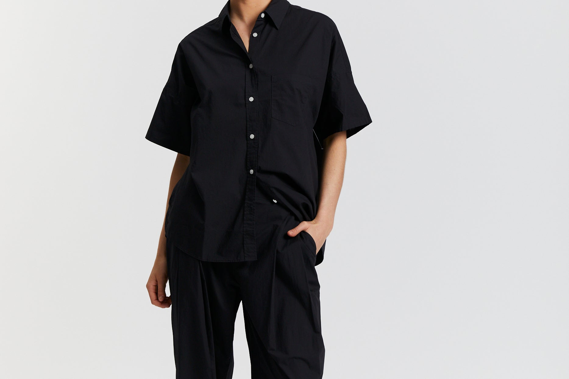 The Chiara Short Sleeve Shirt - Black - Apparel
