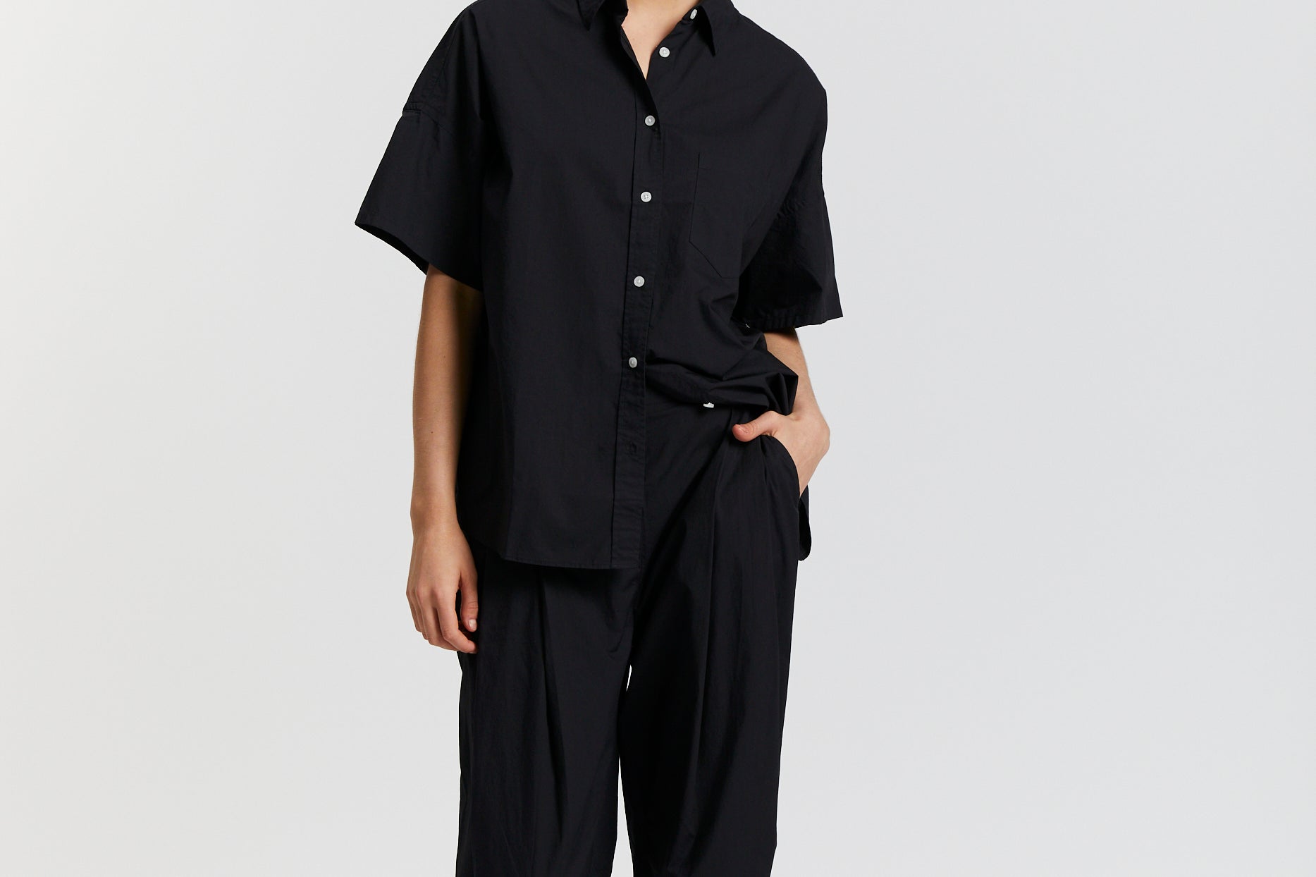 The Chiara Short Sleeve Shirt - Black - Apparel