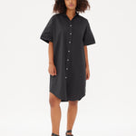 Chiara Short Sleeve Shirt Dress - Black - Dresses