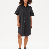 Chiara Short Sleeve Shirt Dress - Black - Dresses
