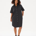 Chiara Short Sleeve Shirt Dress - Black - Dresses