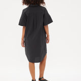 Chiara Short Sleeve Shirt Dress - Black - Dresses